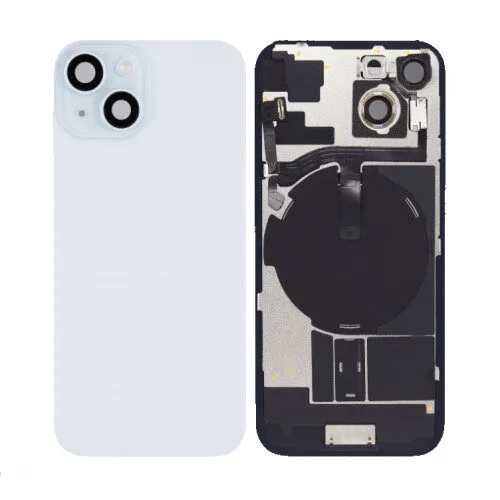 iPhone 15 Achterkant Glas - (incl. camera lens, zaklamp en draadloze oplader) -  Blauw