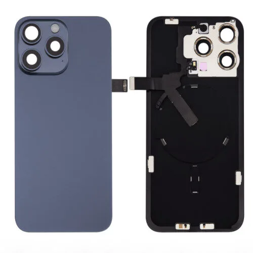 iPhone 15 Pro Max Achterkant Glas - (incl. camera lens, zaklamp en draadloze oplader) -  Blauw