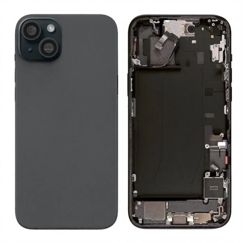 4ceedda91a1c4adca4832e2dad886891 iPhone 15 Plus Housing Complete With Back Cover And Small Parts Pulled A Zwart