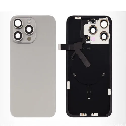 iPhone 15 Pro Max Achterkant Glas - (incl. camera lens, zaklamp en draadloze oplader) -  natural