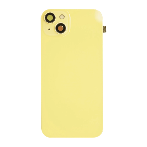 iPhone 14 plus big hole backglass collar magnet wireless charging yellow iPhone 14 plus Achterkant glas (incl. camera lens, zaklamp en draadloze oplader) - Geel