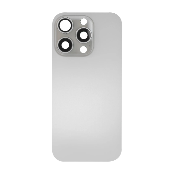 iPhone 16 Pro big hole back glass collar magnet wireless charging white iPhone 16 Pro Achterkant Glas - (incl. camera lens, zaklamp en draadloze oplader) - Wit