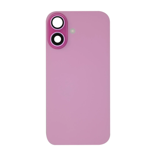 iPhone 16 big hole back glass collar magnet wireless charging pink iPhone 16 Achterkant Glas - (incl. camera lens, zaklamp en draadloze oplader) - Roze