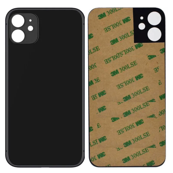 iPhone 11 big hole back glass black iPhone 11 Achterkant Glas - Big hole - Zwart