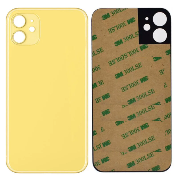 iPhone 11 big hole backglass yellow iPhone 11 Achterkant Glas - Big hole - Geel