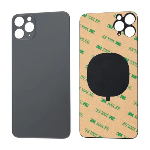 iPhone 11 Pro Max big hole back glass black iPhone 11 Pro Max Achterkant Glas - Big hole - Zwart