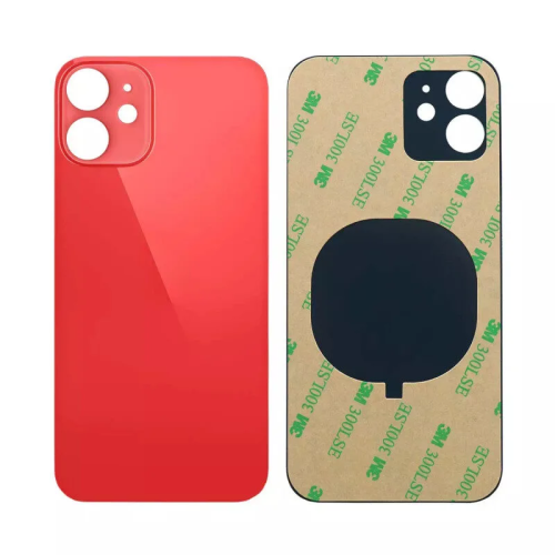 iPhone 12 big hole back glass red iPhone 12 Achterkant Glas - Big hole - Rood