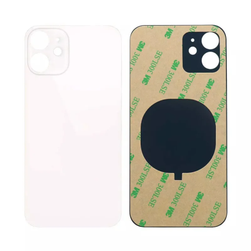 iPhone 12 big hole back glass white iPhone 12 Achterkant Glas - Big hole - Wit