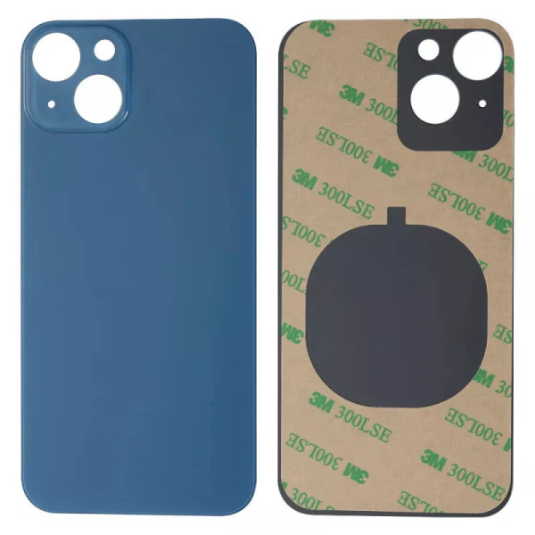 iPhone 13 big hole backglass blue iPhone 13 Achterkant Glas - Big hole - Blauw